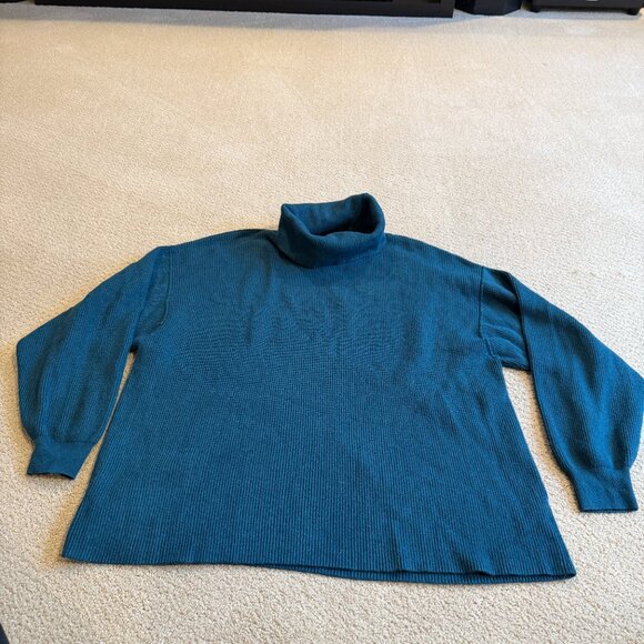 Free People Sweater Softly Structured Tunic Ribbed Deep Jade Boho LARGE OB816580 - Picture 7 of 13